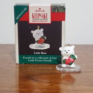 Hallmark Miniature Ornament 1990 LITTLE BEAR Little Frosty Friends, 4th